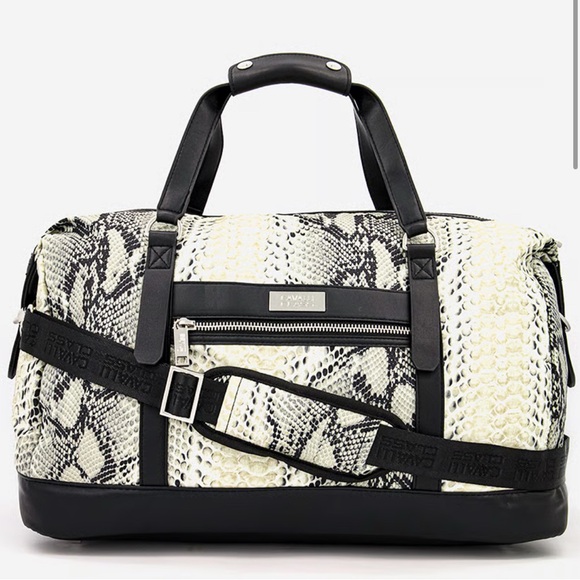 Cavalli Class Black and White Snakeskin Travel Bag - Picture 1 of 15